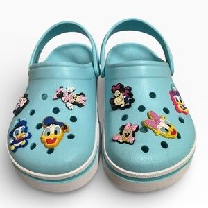Crocs Crocband Sky Blue Disney Minnie Daisy Jibbitz Clogs Womens US 6 UK 4